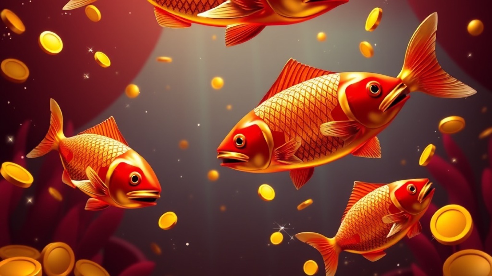 Neta fishing scene with arcade fishing game underwater scene with golden fish