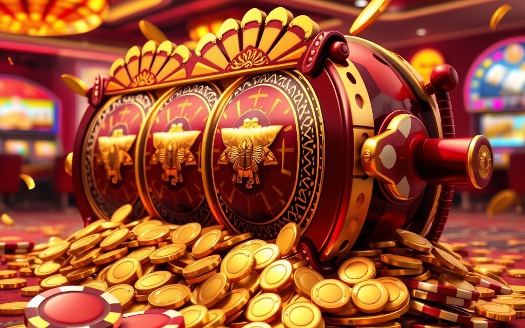 Indian themed slot reels and gold coins on the Neta casino floor